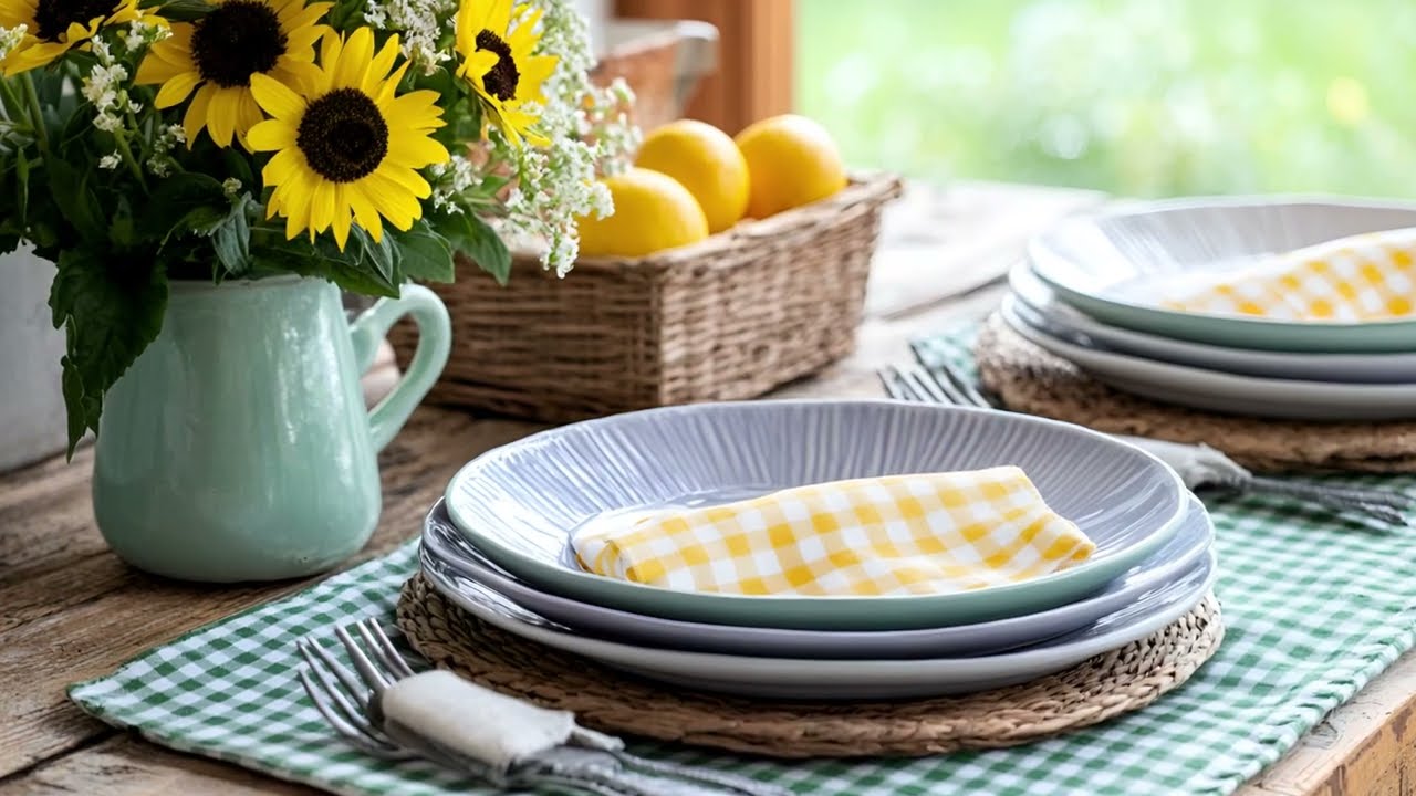 Vintage Farmhouse Summer 2025 | DIY Decor with Pastel Gingham & Elegant Rustic Touches