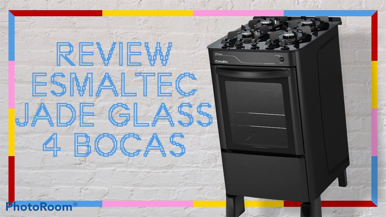 VALE A PENA? FOGÃO ESMALTEC JADE GLASS PISO 4 BOCAS PRETO || MOSTREI COMO LIMPA FÁCIL ||