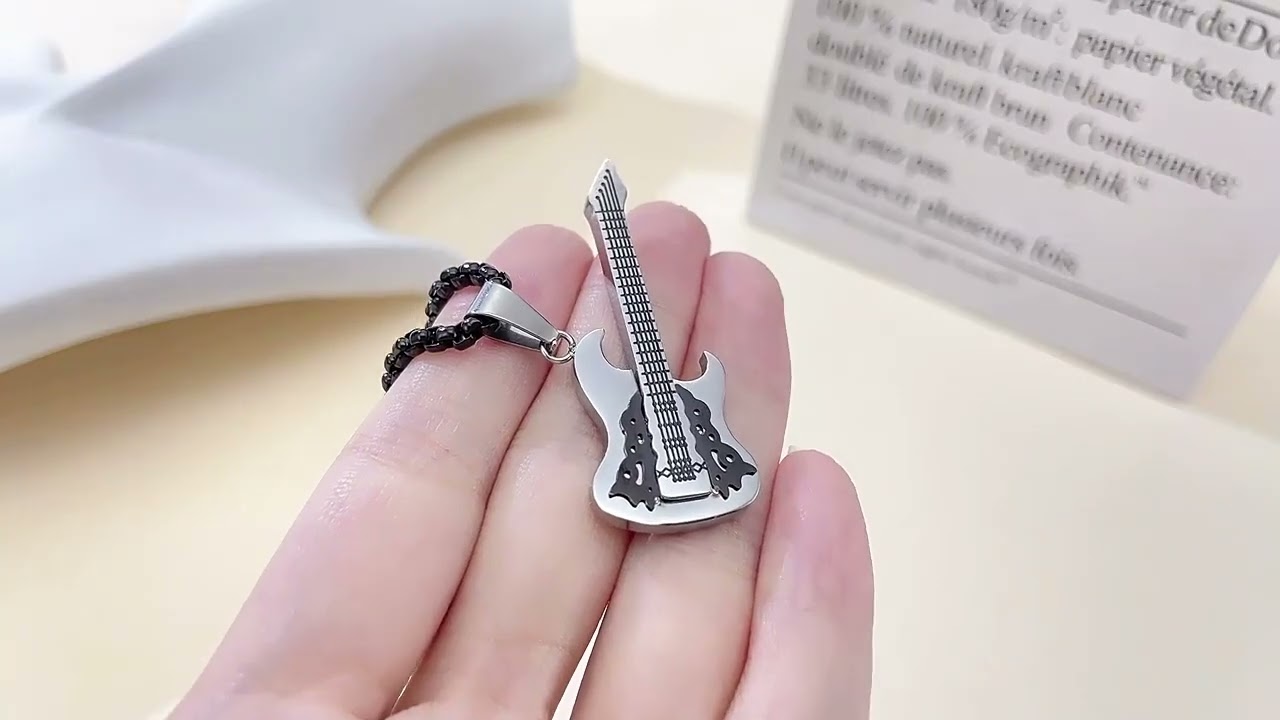 Punk Stainless Steel Guitar Pendant Necklaces