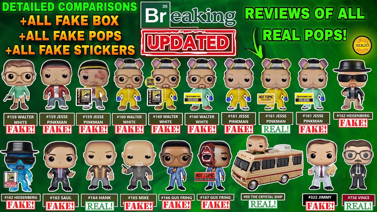 Updated Detailed comparisons of all 35 fakes by Funko POP! Breaking bad! And reviews of real pops!