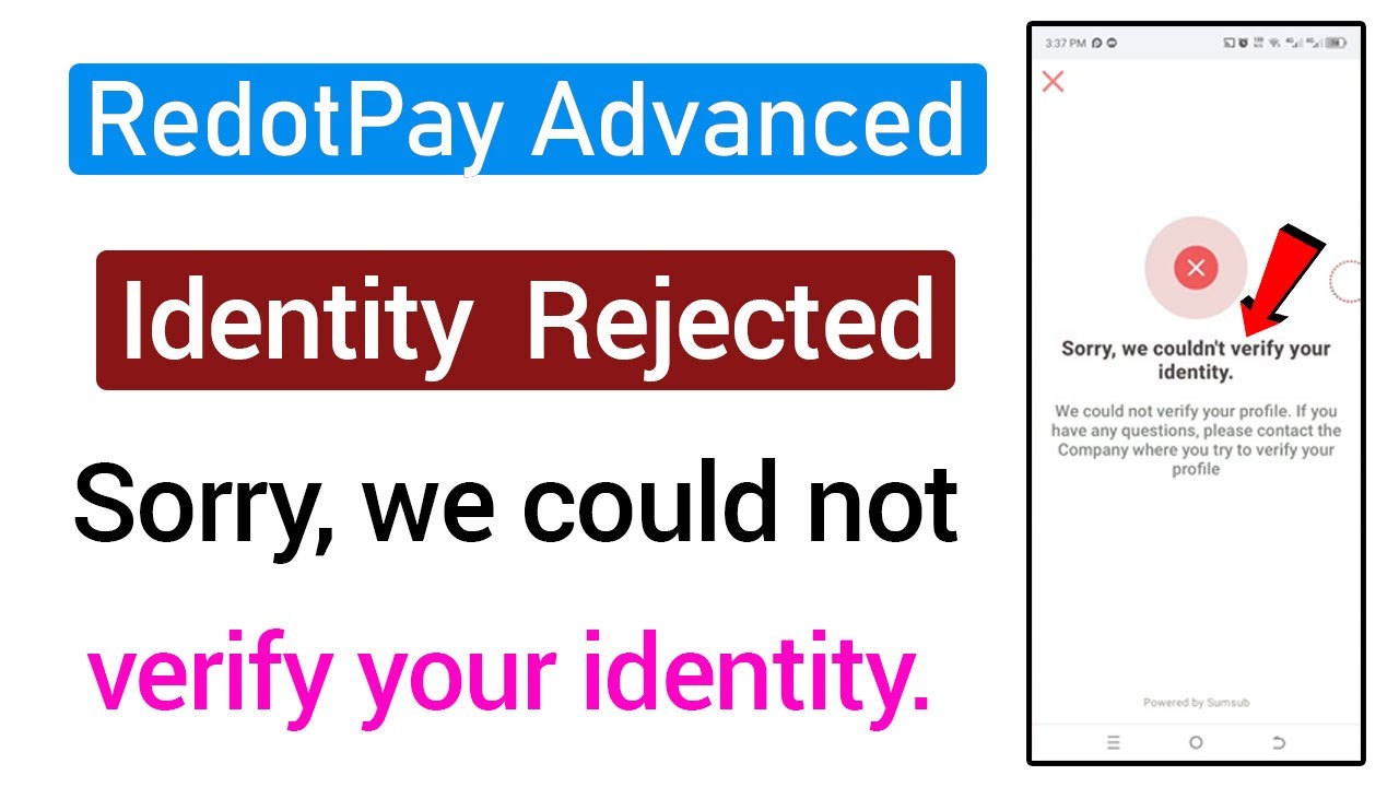 Проверка личности RedotPay отклонена &mdash; Решите, извините. Мы не смогли проверить вашу личность.