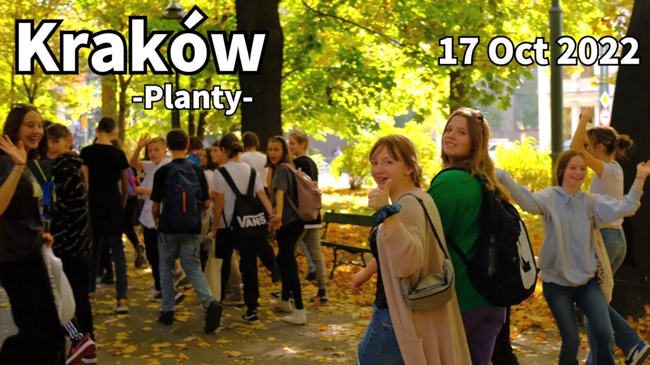 Autumn Walk Kraków Planty around Old Town in Poland - October 2022 | Walking Tour