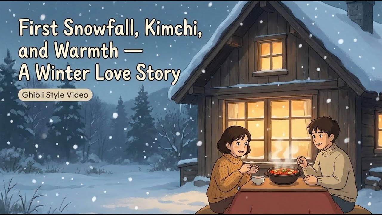 First Snowfall, Kimchi, and Warmth — A Winter Love Story | Ghibli Style Video