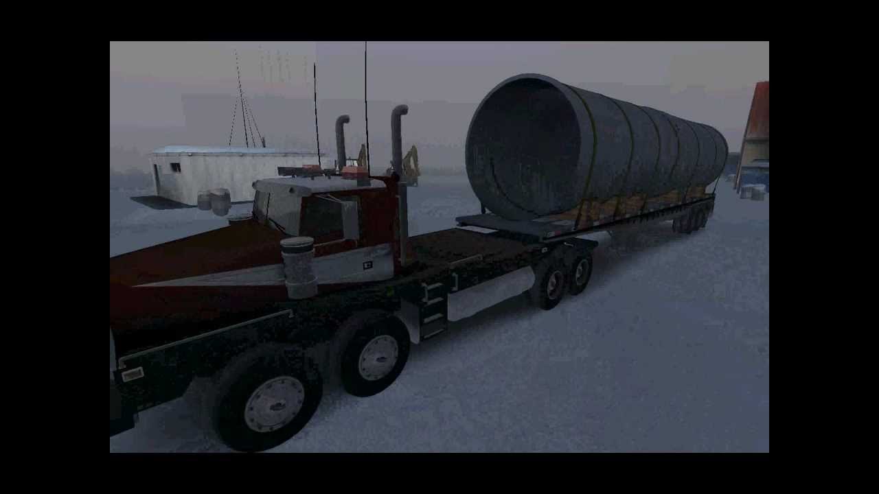 18 WoS Extreme Trucker-Ice Road Trucker.winter road Driving in big fog.