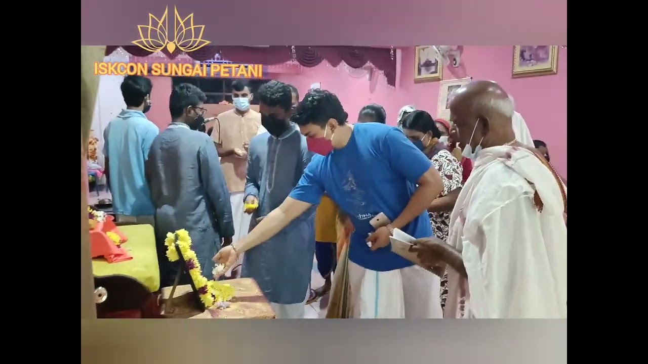 Vyasa puja program in our center we celebrate the Appearance Day of His holiness Jananda Goswami
