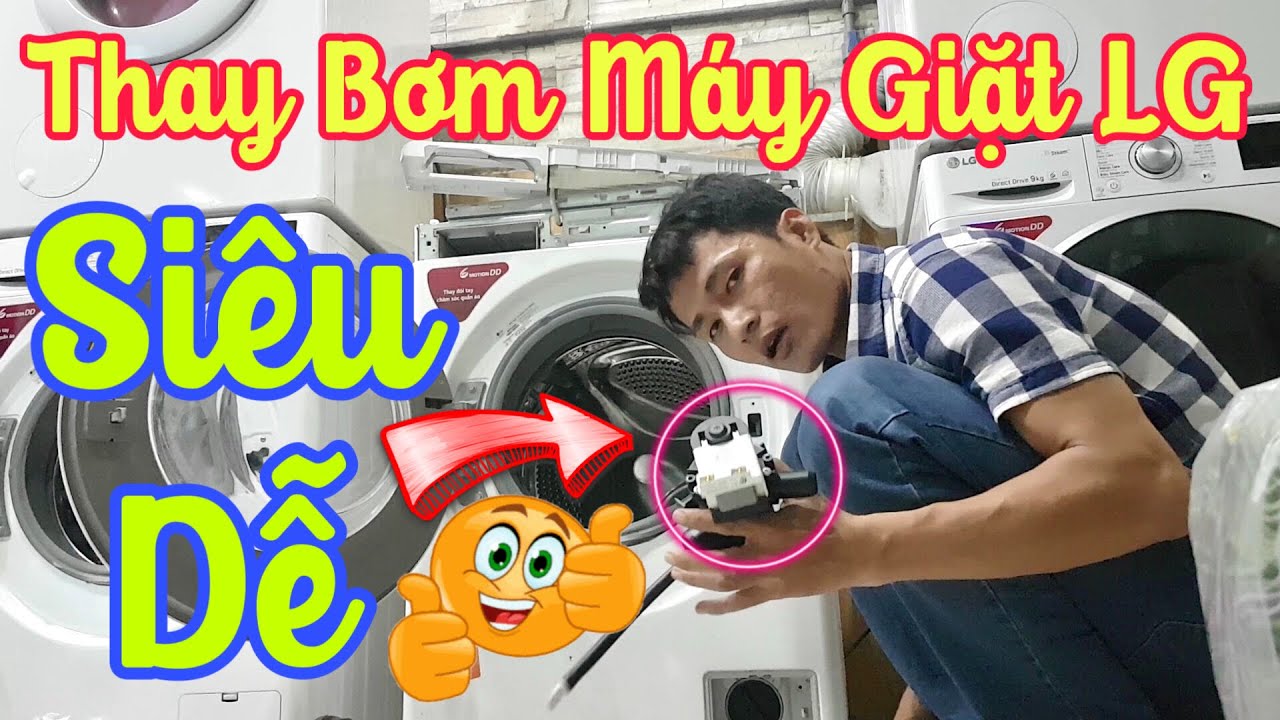 Thay Bơm Xả Máy Giặt LG cửa trước-Tháo Máy Giặt LG lồng ngang | Tiệm Giặt