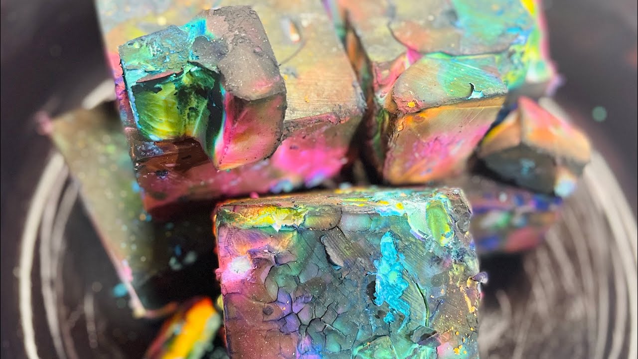 ASMR Flakey Rainbow Dyed Gym Chalk Crush | Oddly Satisfying | Stress Relief