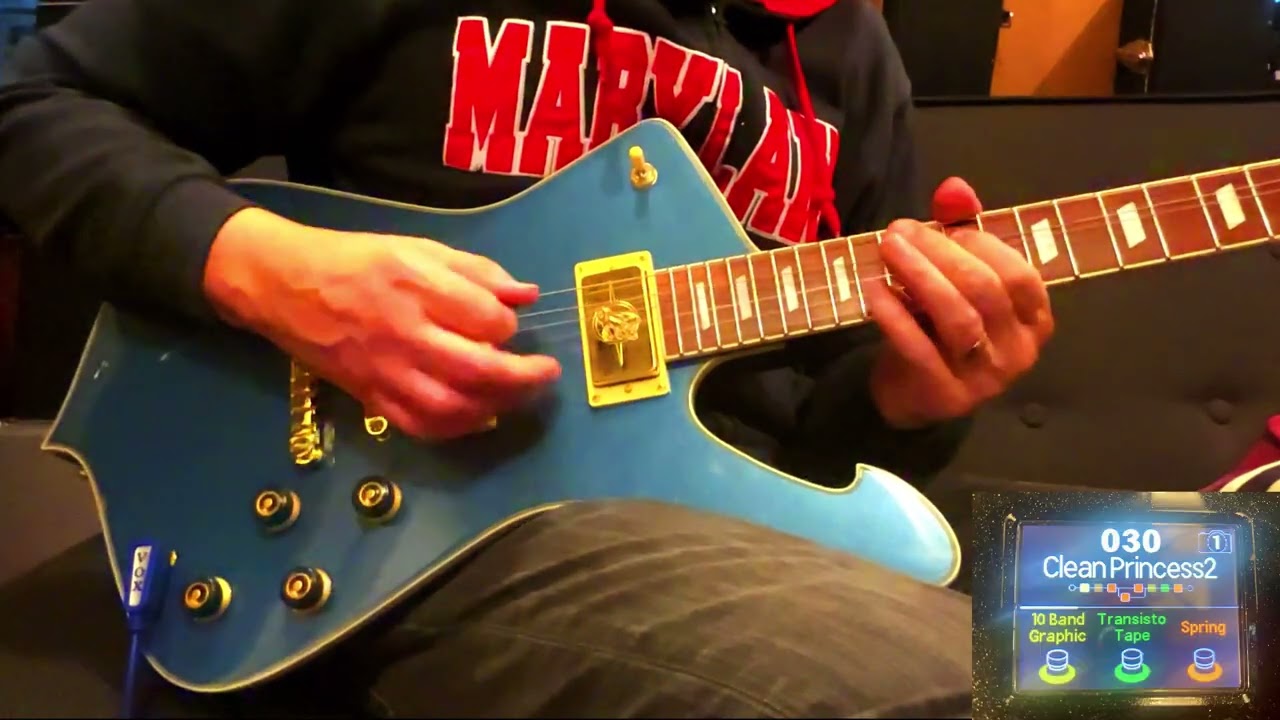 Ibanez Iceman IC420 Antique Blue Metallic Shreds thru HX Stomp Hot Blood GnR (sold)