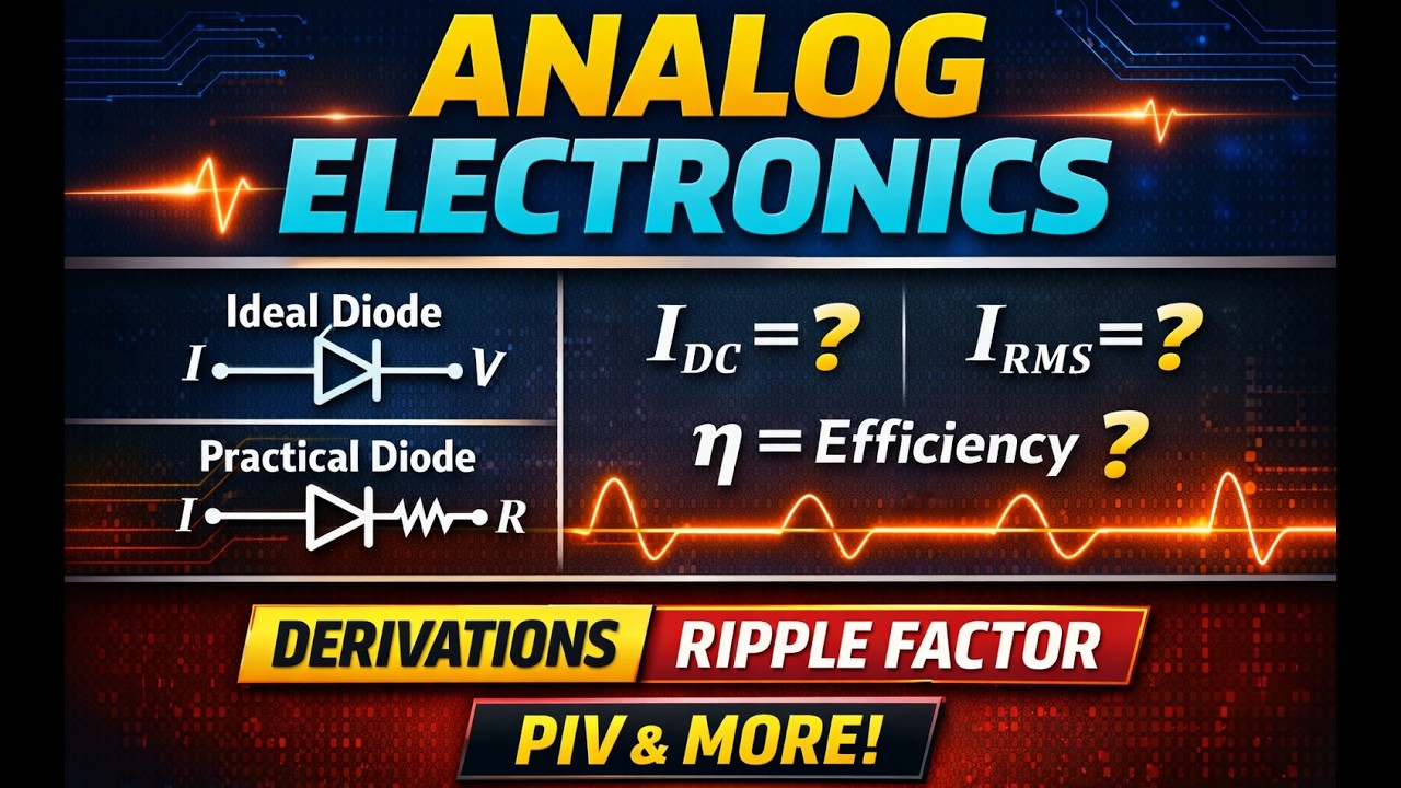 Half Wave Rectifier Complete Derivations | Diode Characteristics & All Parameters Explained