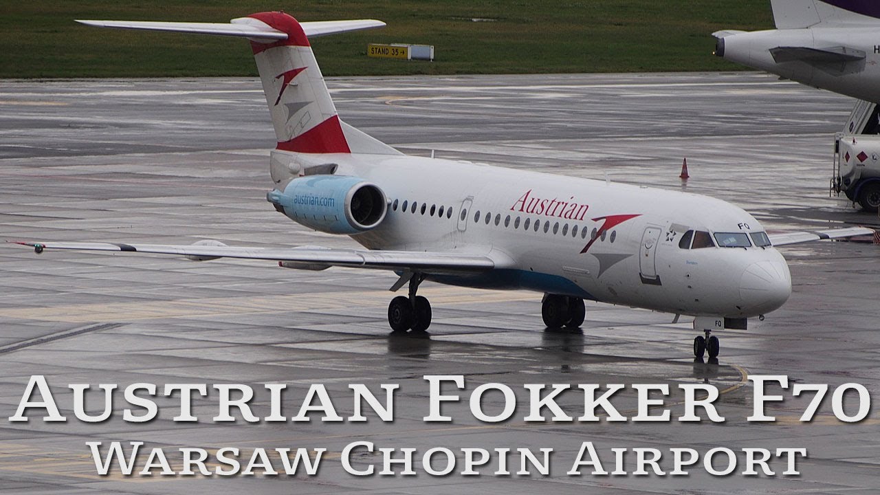 Austrian Airlines Fokker F70 at Warsaw Chopin Airport