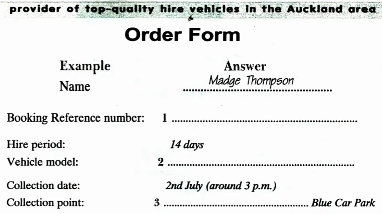order form listening test ielts 2019 | ielts listening practice test | new ielts listening test |