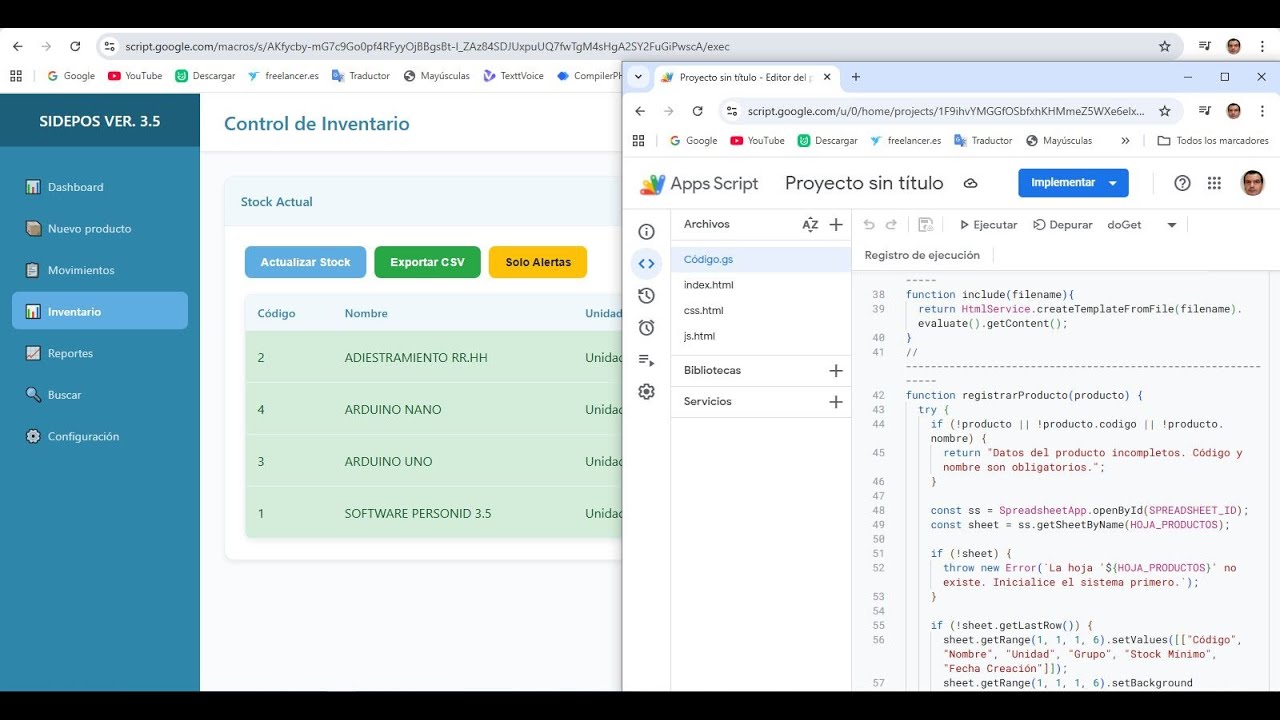 APPS SCRIPT - INVENTARIO - PARTE 1 - CSS JS  EXTERNO