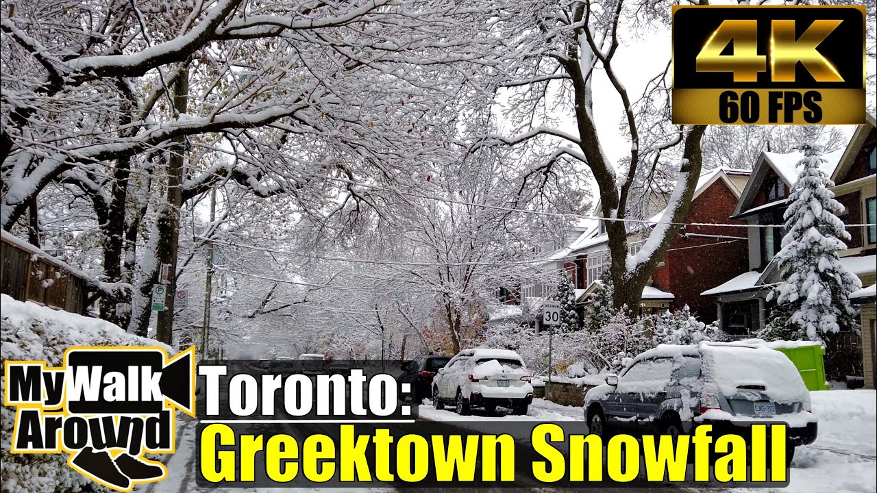 Toronto snow: Magical Greektown neighbourhood blanketed in snow (Toronto 4k video)