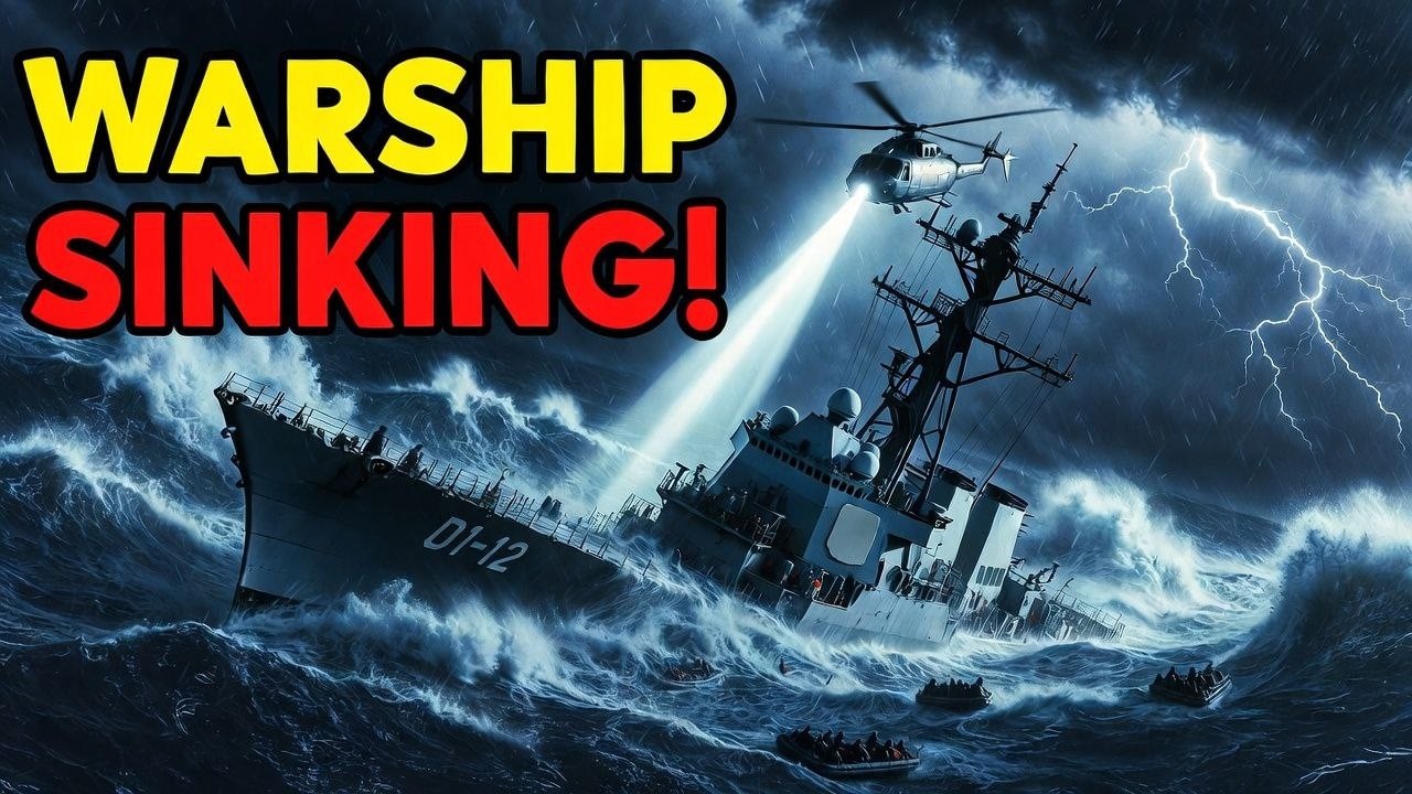 US Navy Destroyer Sinks in Massive Storm | Dramatic Helicopter Rescue & Safe Arrival 🚁🌊