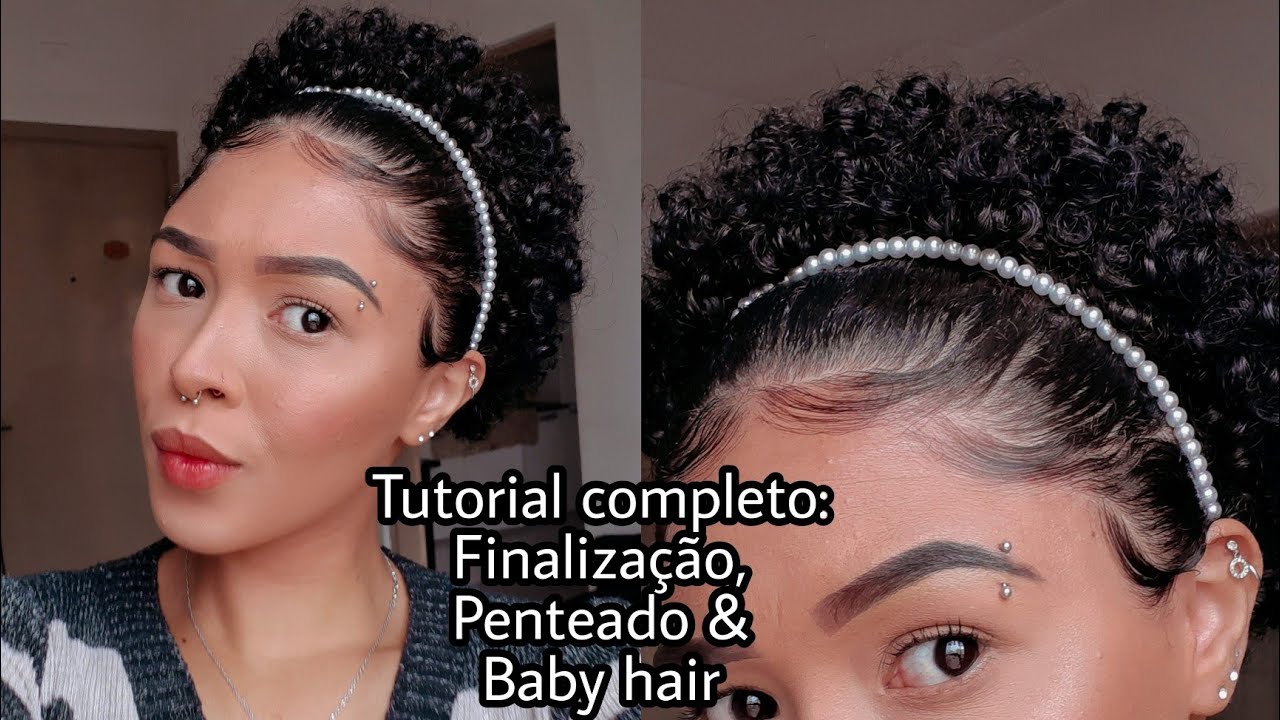 Finalização cabelo cacheado curto | coque puff cabelo curto | baby hair perfeito
