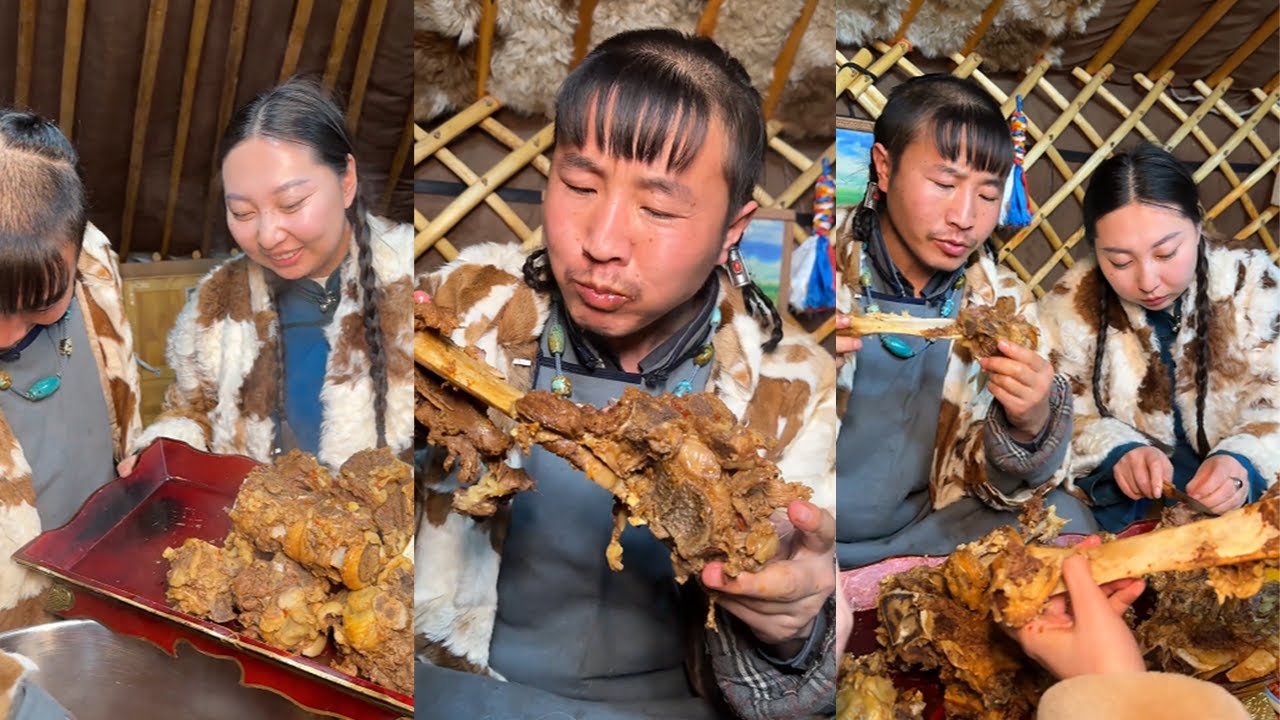 A plate full of spicy pork, with both meat and bone marrow#food#delicous