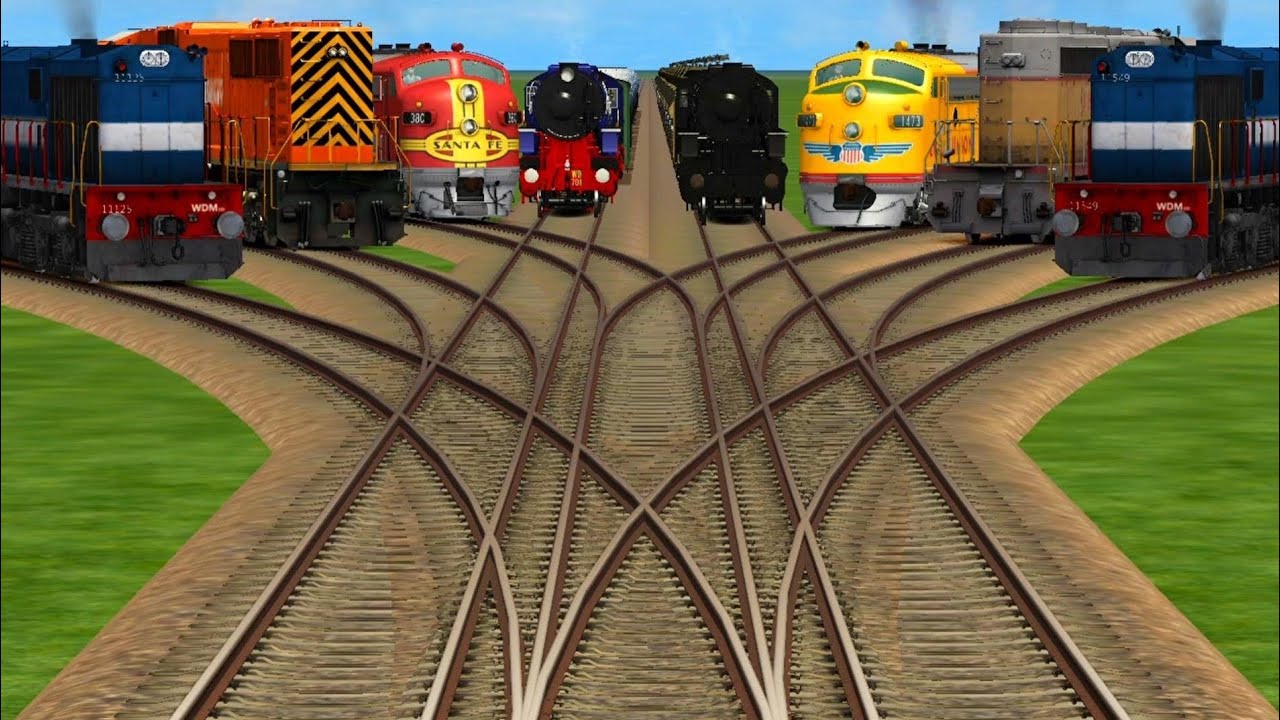 All Realistic Electric And Steem Run On Bumpy Railroad Tracks #trainvideo 