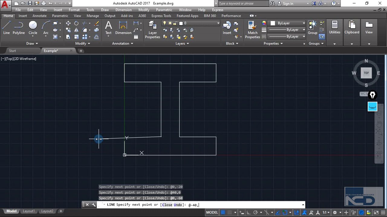 Exercise Line-(Using Incremental Coordinate System)