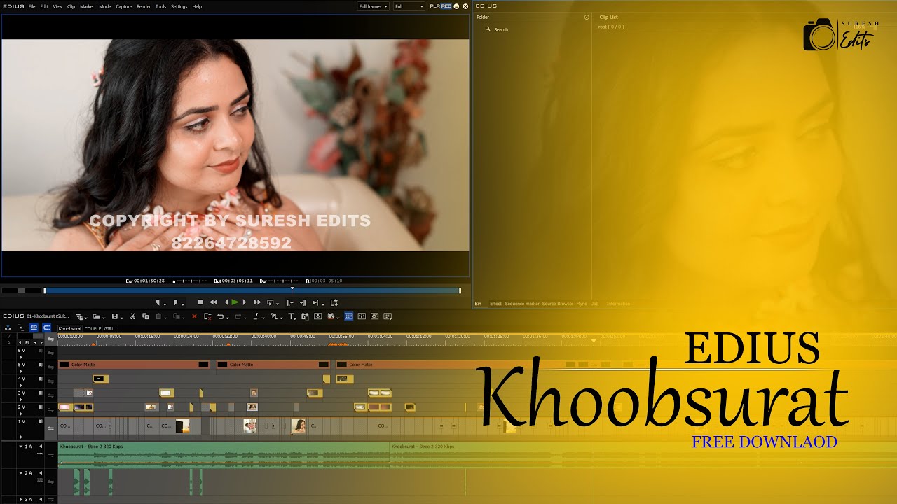 Khoobsurat Edius Wedding Cinematic Couple Song Project || Edius Free Download Hare || SURESH EDITS