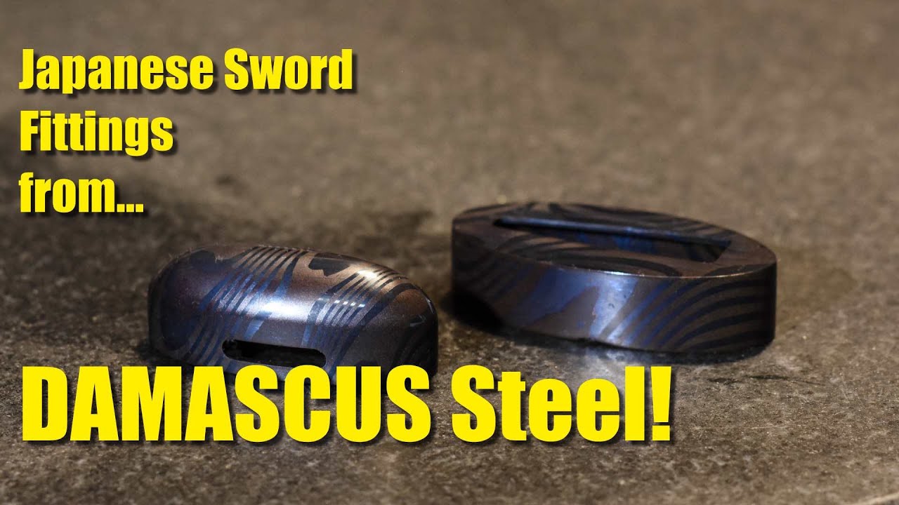 Making Japanese Sword Fittings: Damascus Steel Fuchi-Kashira Set