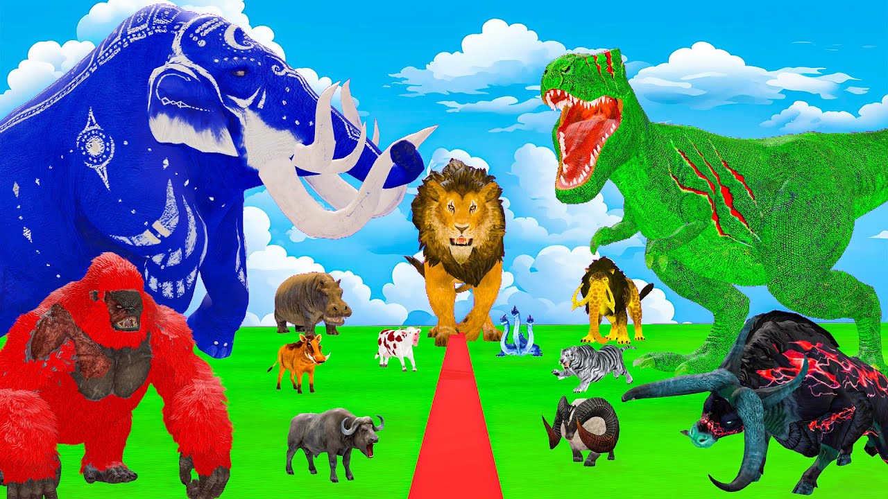 5 Mammoth Elephant Gorilla Buffalo vs Giant Tiger Wolf Bull Cheetah vs Dinosaur Attack Baby Elephant
