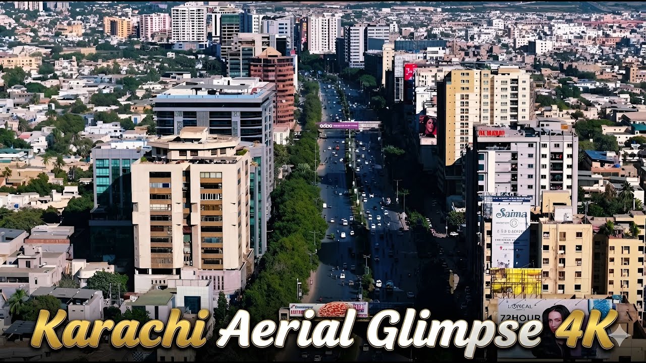 Aerial Glimpse of Shahrah-e-Faisal - PECHS & Surroundings  in 4K