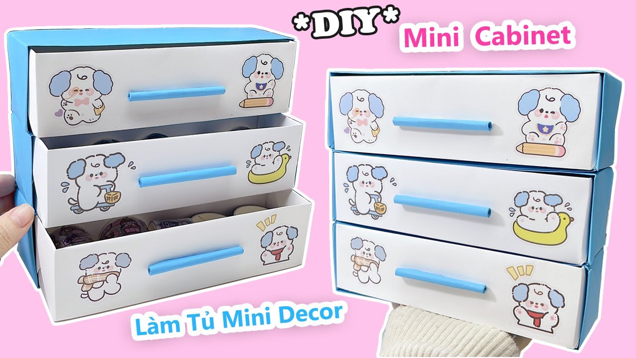 Cách làm tủ mini 3 tầng Decor bàn học/ DIY mini Cabinet/ Liam Channel