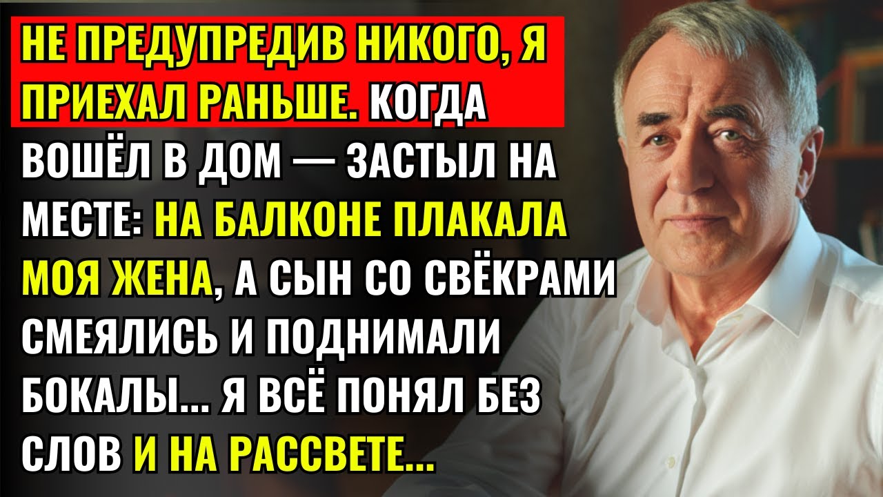 Я ВЕРНУЛСЯ ДОМОЙ РАНЬШЕ И УВИДЕЛ, КАК НА БАЛКОНЕ ПЛАЧЕТ МОЯ ЖЕНА, А СЫН СО СВЁКРАМИ СМЕЮТЬСЯ...