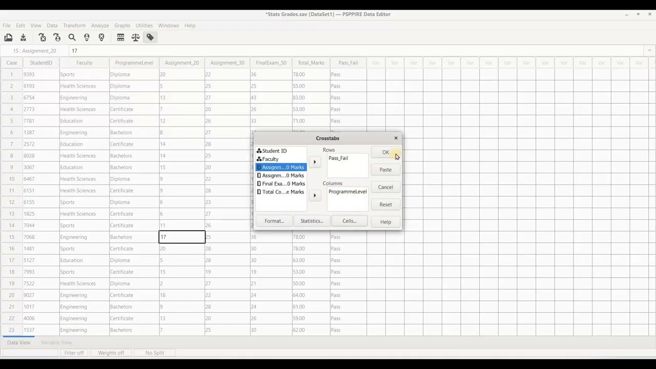 PSPP - Descriptive Statistics  - Cross Tabulations