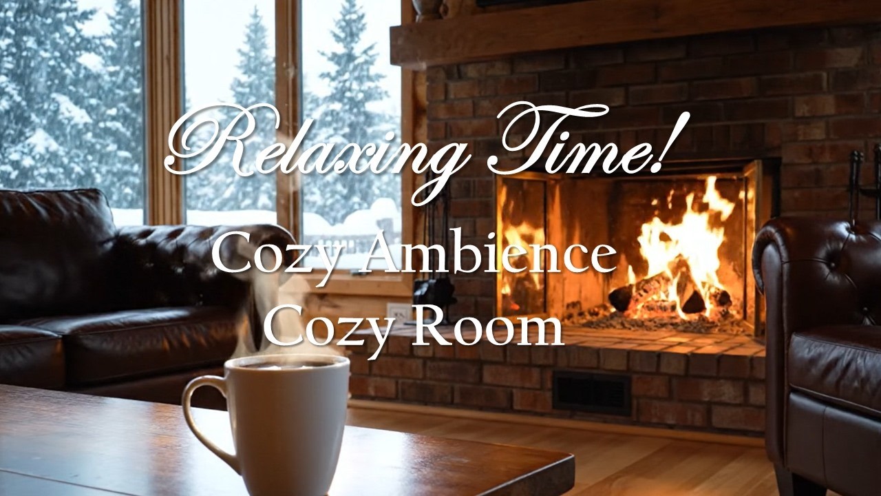1Hour Calm Background Music - Relaxing Fireplace Ambience | Cozy Room Lo-fi for Focus, Study & Sleep