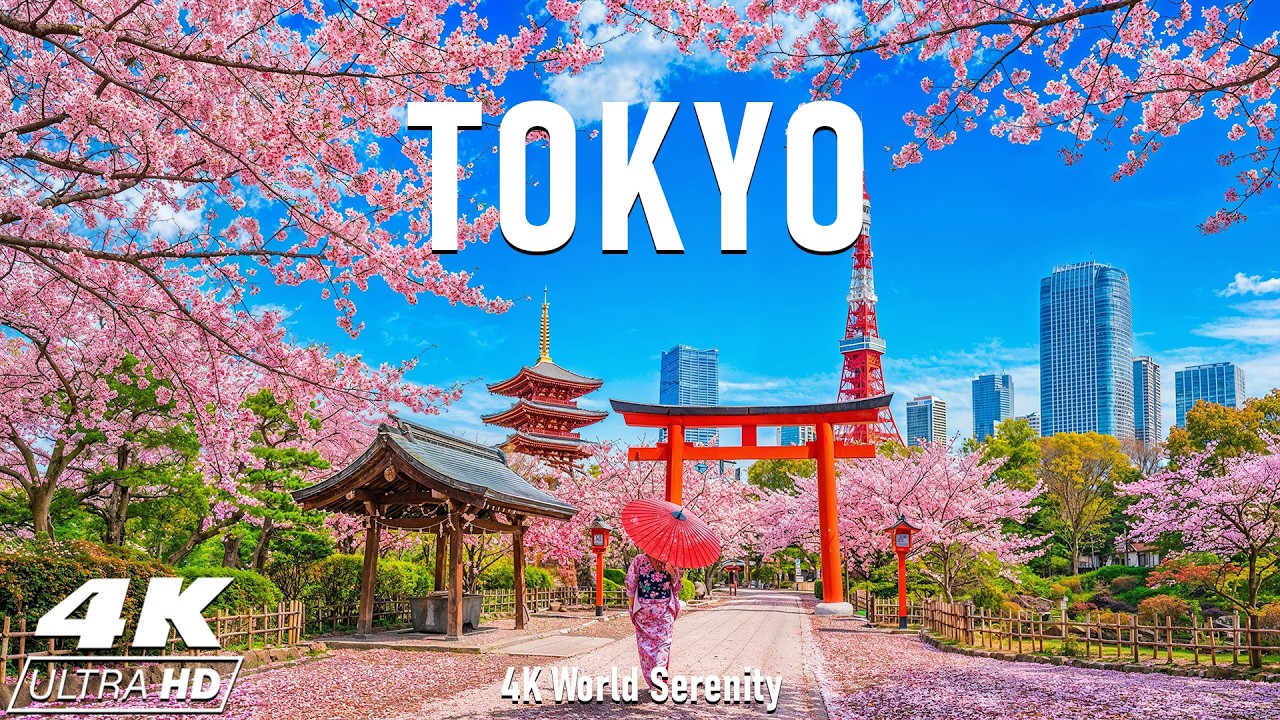 Spring in Tokyo 4K 🌸 Sakura Boulevards, Skyline Views & Sumida River Blossoms