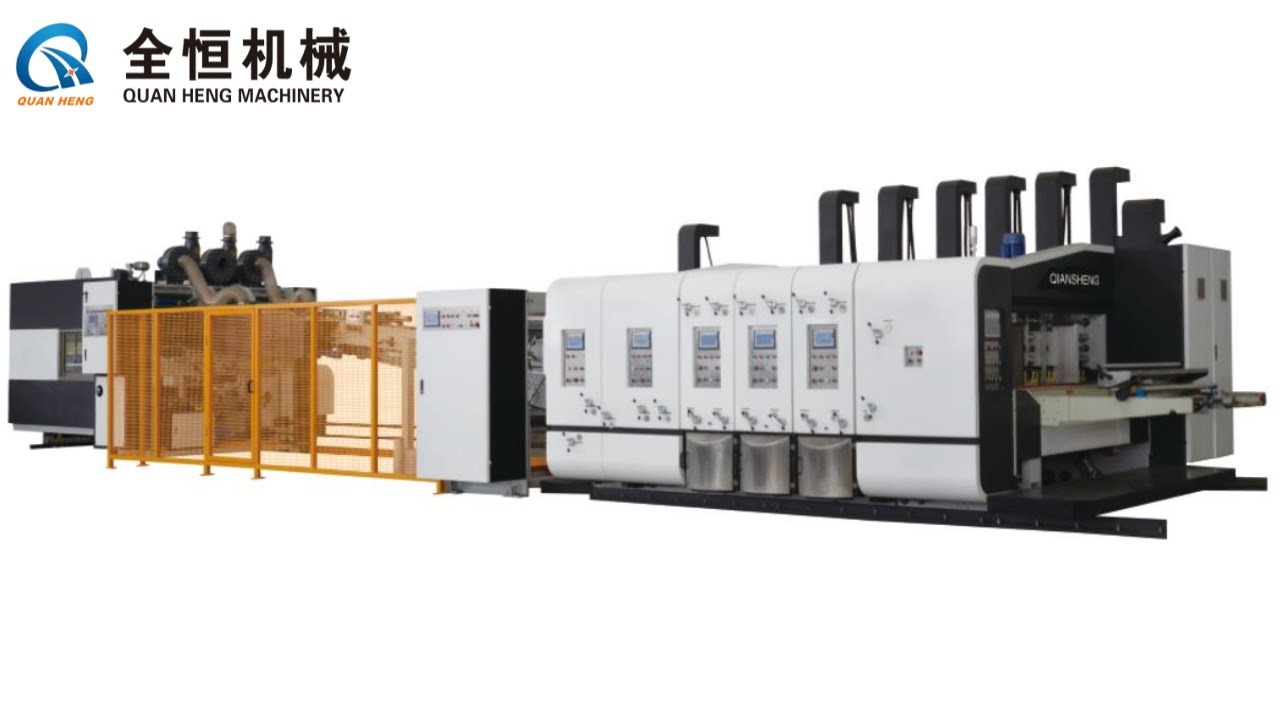FFG Corrugated Carton Box Flexo Printer Slotter Folder Gluer In-line Strapping Bundling Machine