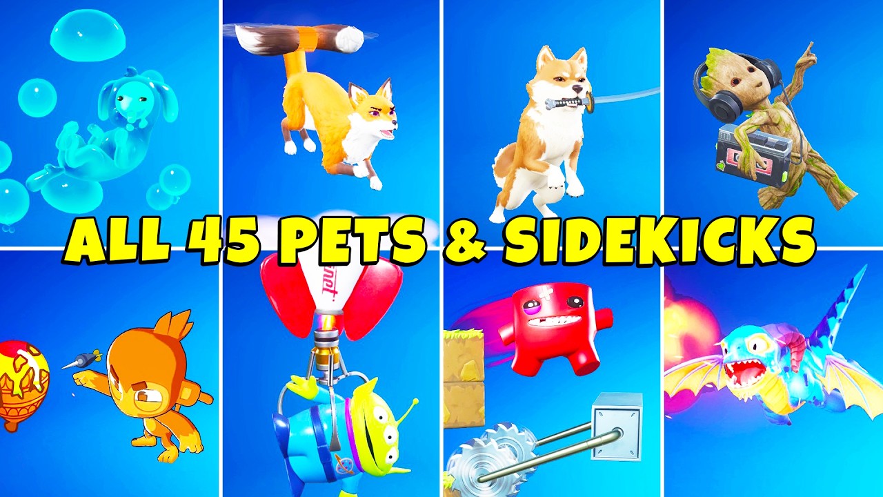 🥰 ALL 45 SIDEKICKS IN FORTNITE! (Slurp Puppy, Dart Monkey, Dodger)