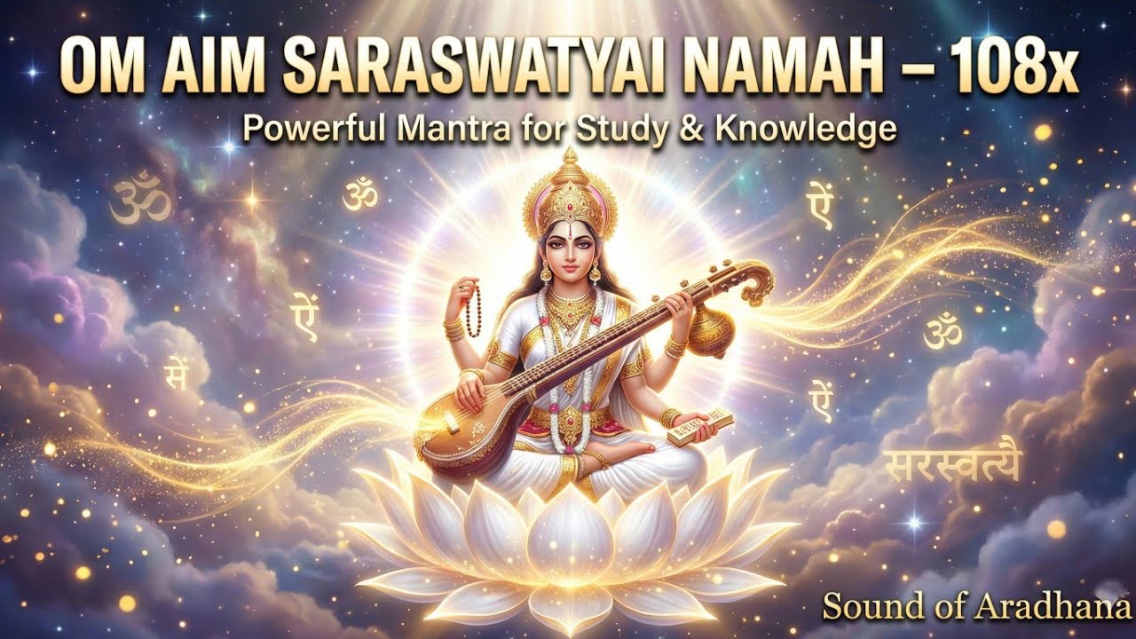 Om Aim Saraswatyai Namah 108x | Powerful Mantra for Study & Knowledge | Sound of Aradhana
