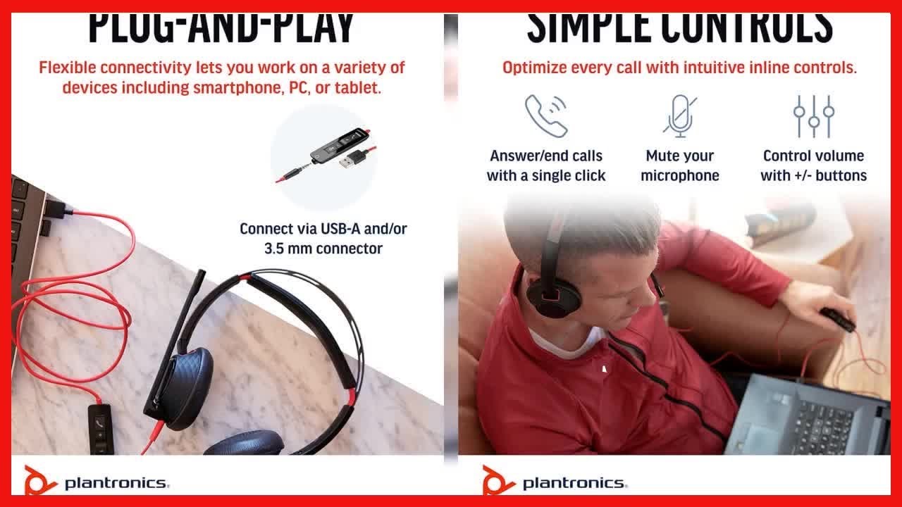 Great product -  Plantronics by Poly Blackwire 5220 USB-A Wired Headset - Flexible Noise-Canceling B