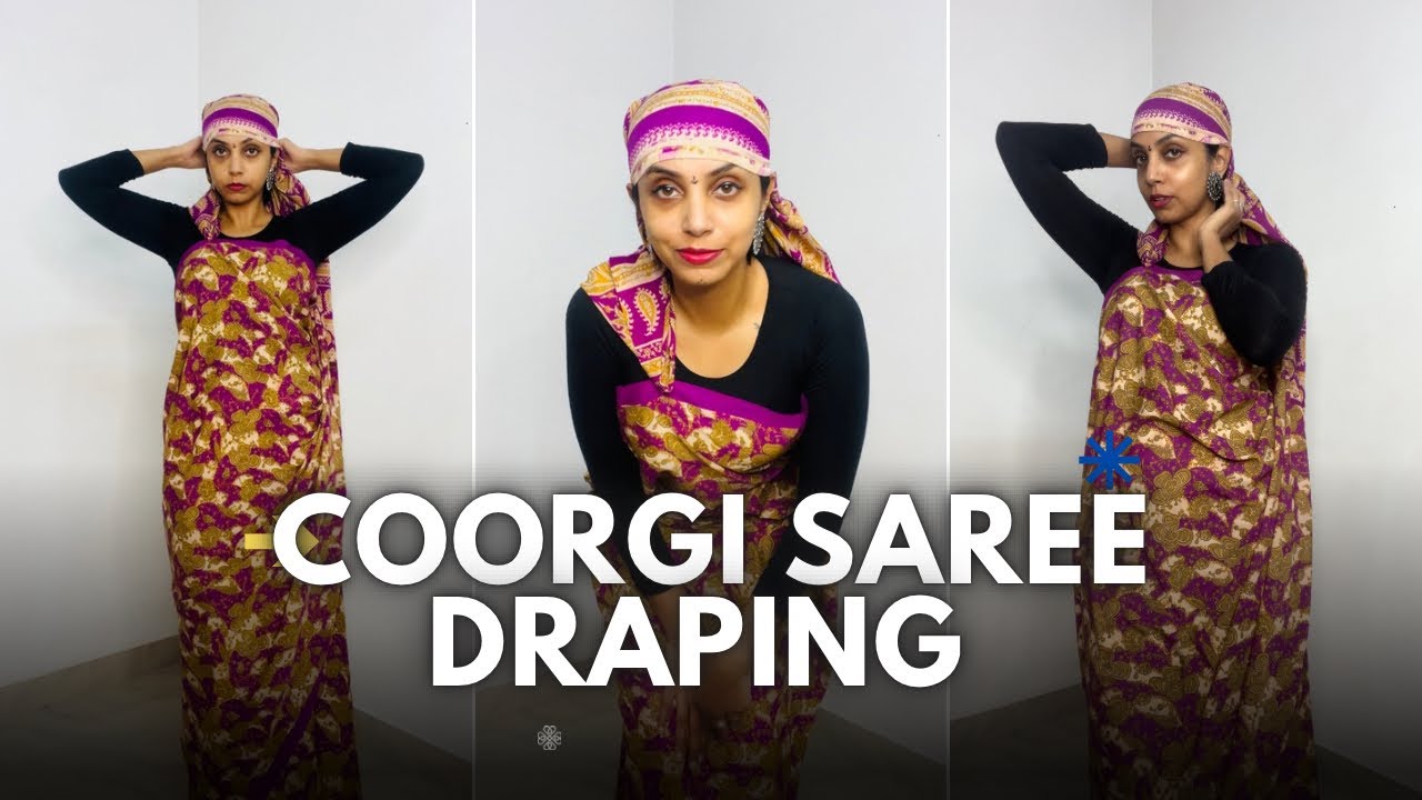 Coorgi- Kodava Saree Drape Tutorial | Step by Step for Beginners