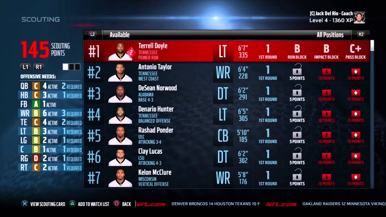 Madden NFL 16 Connected Franchise 'Scouting' Explained