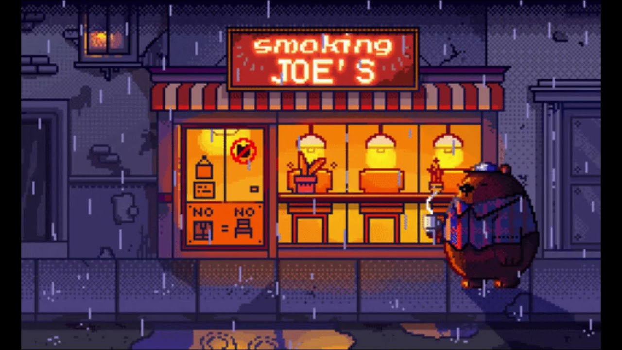 Rainy Pixel Art City Night Ambience 🌧️☕ | Cozy Diner Window Lights | 8-Bit LoFi Relaxing Background