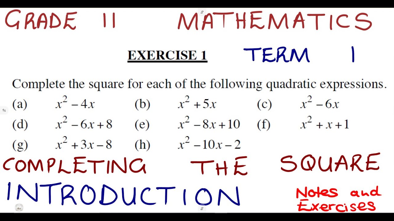 Mathematics Grade 11 Completing the Square Method Introduction Term 1 @Maths Zone African Motives