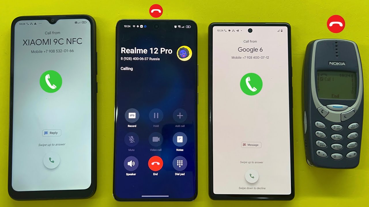 Nokia 3310 Calling on Pixel 6 / Realme 12Pro Calling XIAOMI 9C NFC Incoming Outgoing Call