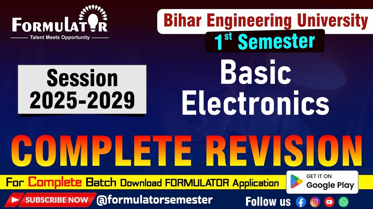 BEU Basic Electronics Engineering | Concept + Numericals | Full Revision