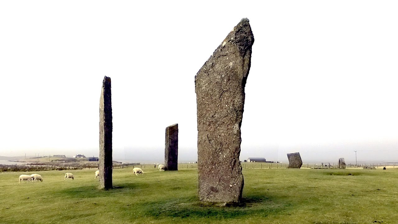 The Neolitic Standing Stones of Stenness by the Loch of Stenness on the mainland of Orkney, Scotland