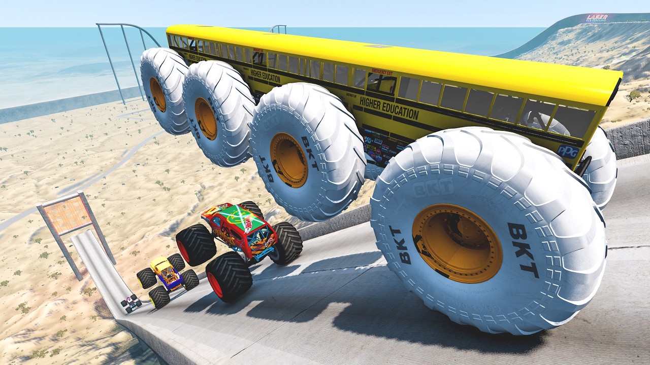 Epic High Speed Monster Trucks Jumps & Crashes #100 - BeamNG Drive