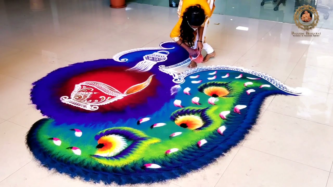 Diwali special creative & simple rangoli design | rajashri Rangoli design | दीपावली रंगोली