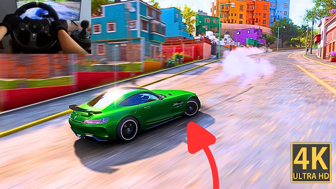 Green Mercedes AMG | Forza Horizon 5 Whit Logitech G29