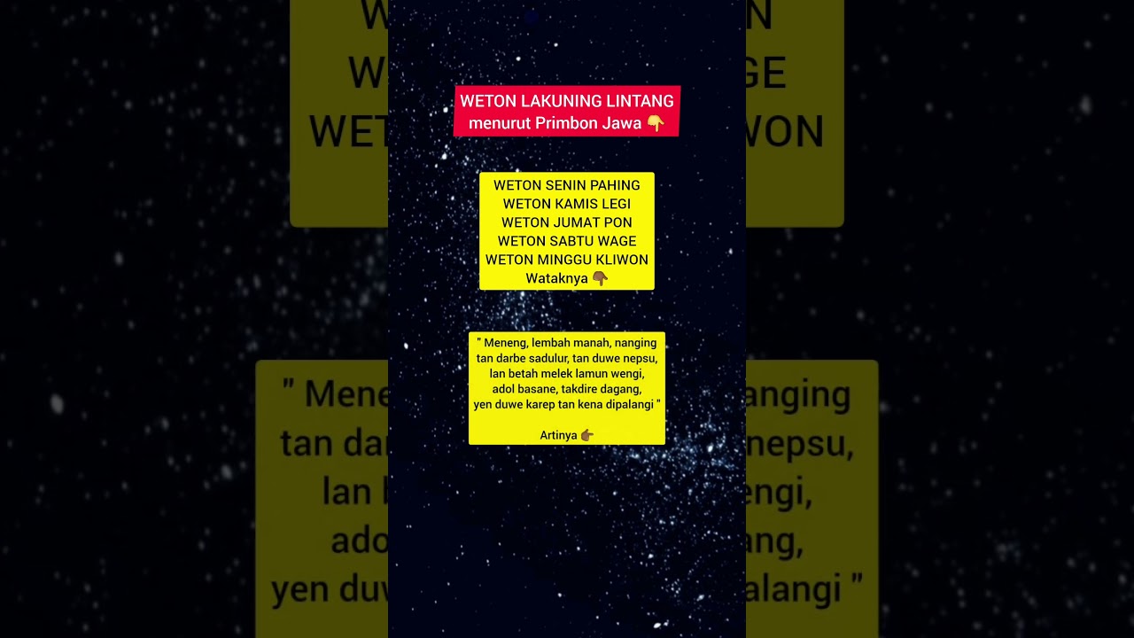 WATAK WETON #primbon #weton #wetonjawa #primbonjawa #watak #sifat #karakter