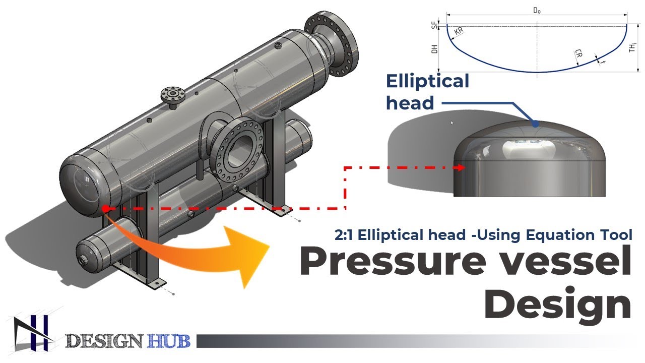 Pressure vessel Design - 2:1  Elliptical head in Solidworks | Design hub |