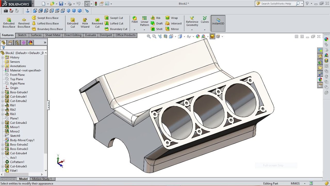 SolidWorks Tutorial Engine Block