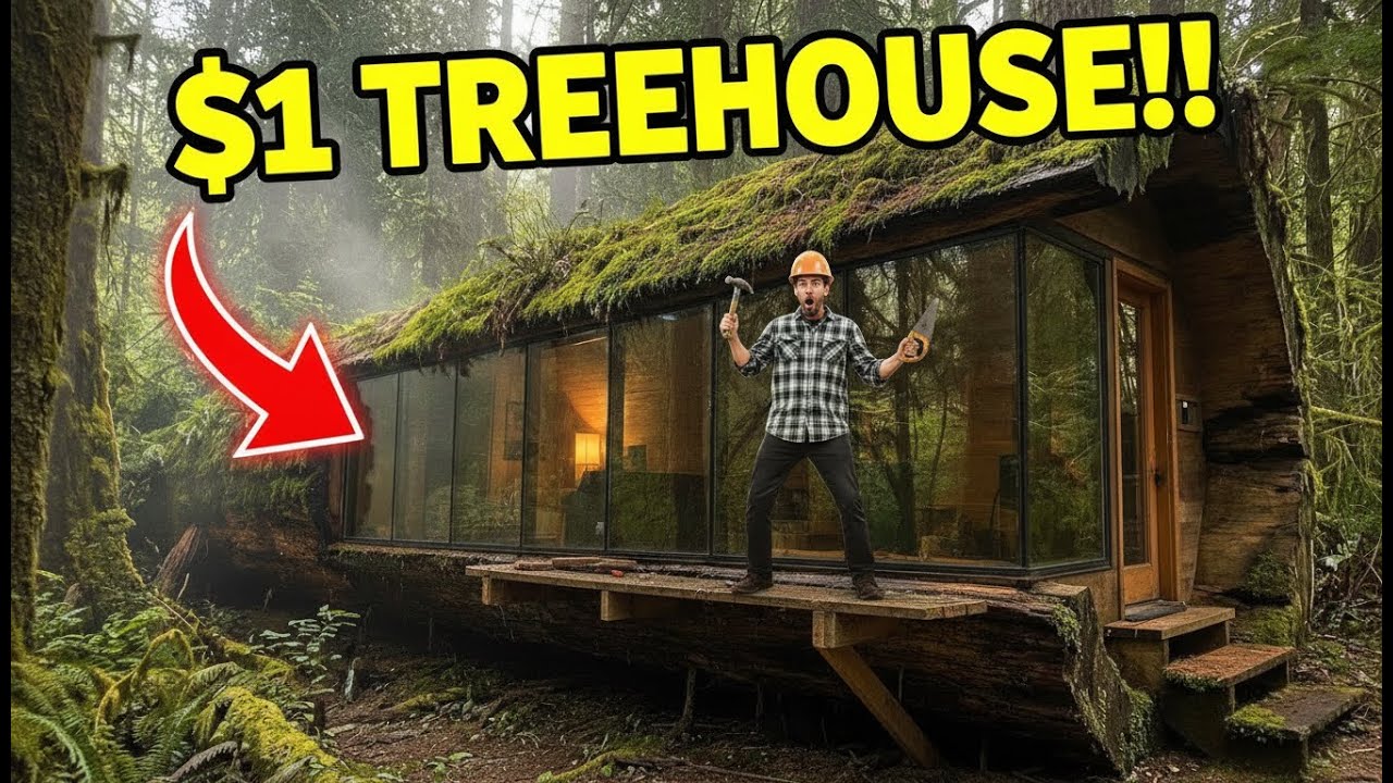 🔥 Viral Treehouse Build in the Forest (ASMR) — Bought Tree Trunk for JUST $1!