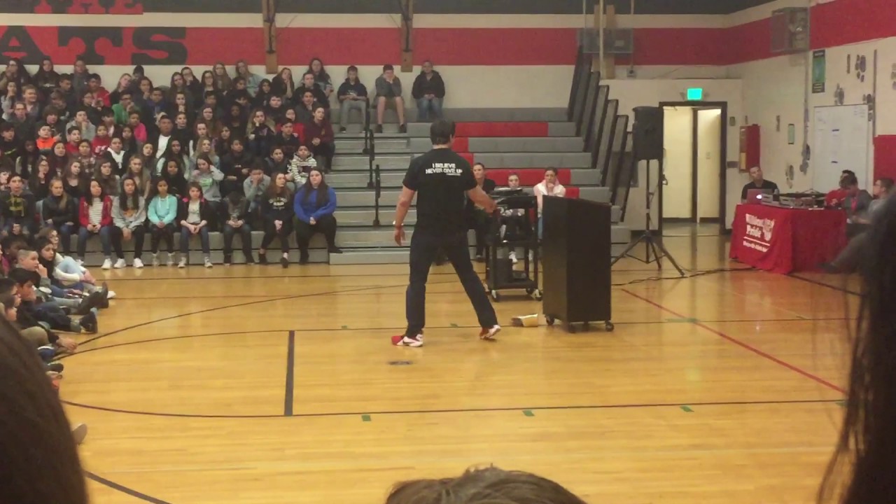 Marc Mero gives an inspirational speech at Middle school and brings school to tears